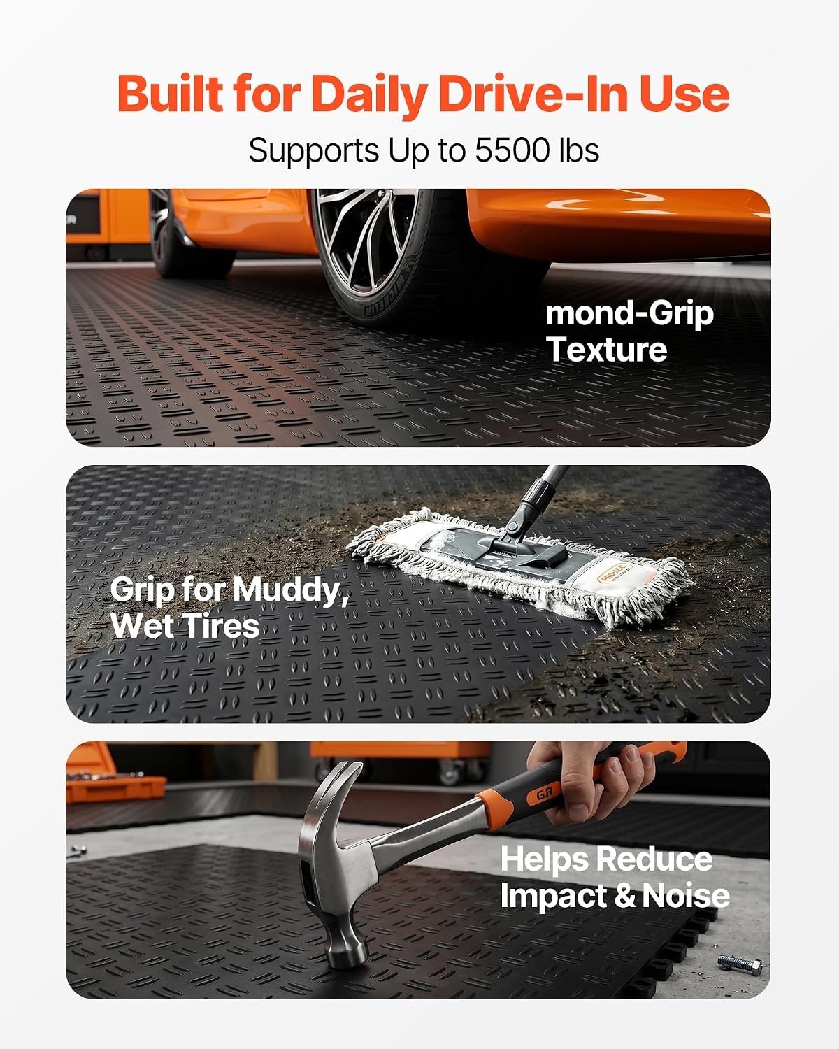 Versatile 12″x12″ Interlocking Floor Tiles for Garage & Repair Shop, 50 Pack