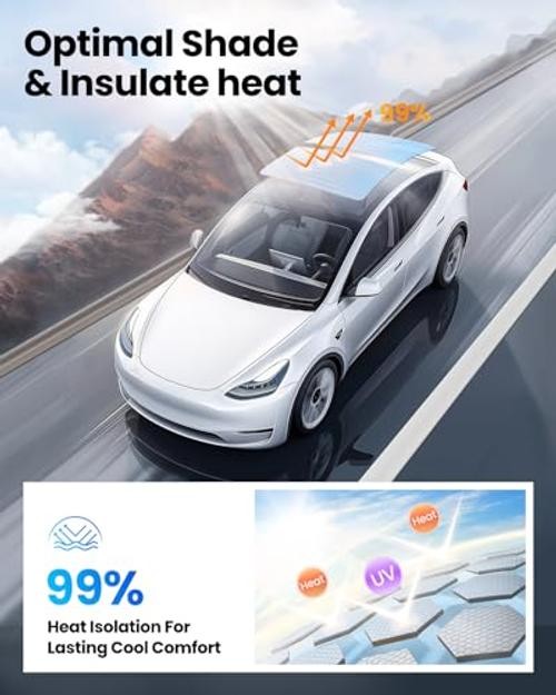 2026 Upgraded Tesla Model 3 Sunshade Roof [No Gaps, Model 3 (2020-2026) Gray