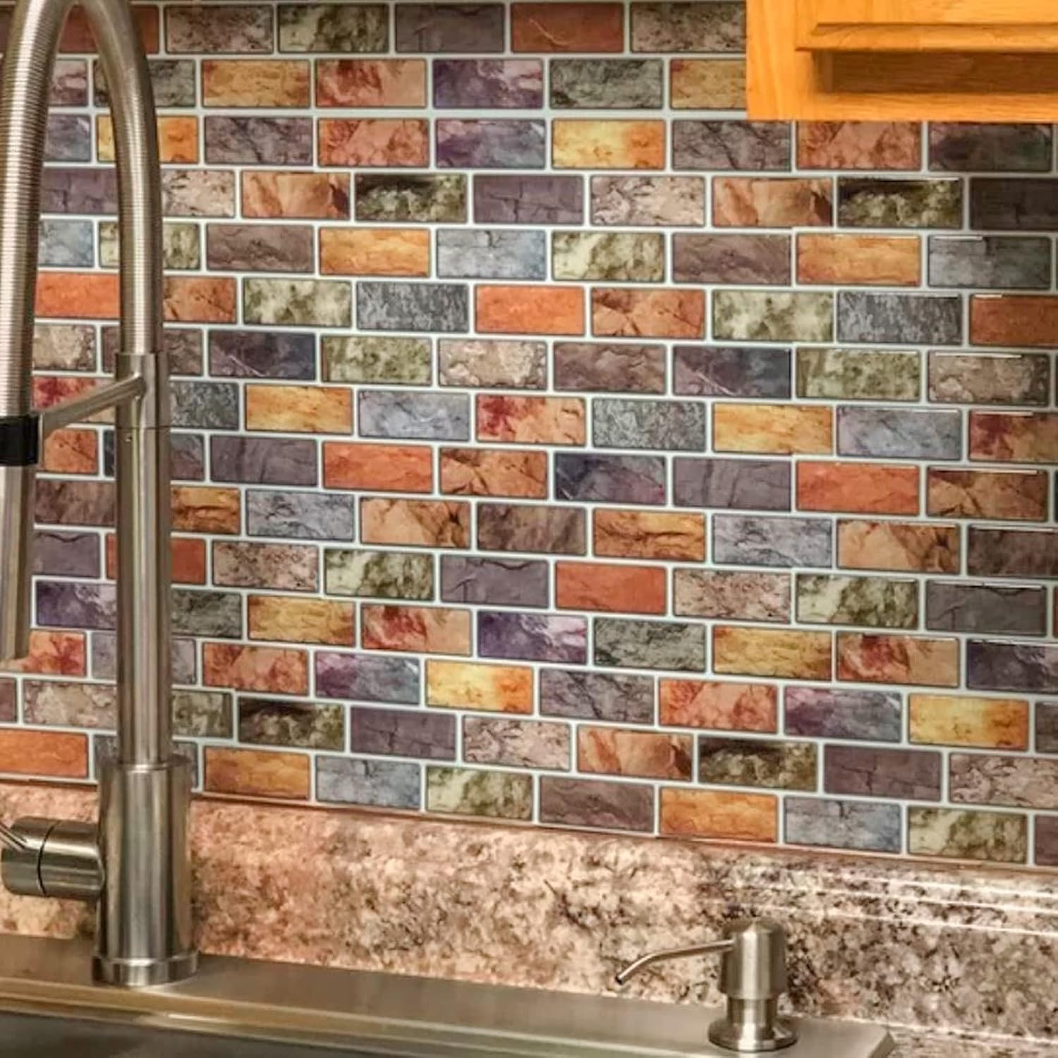 10-Sheet Peel and Stick Backsplash Tile in White Marble, Self-Adhesive Wall Tile