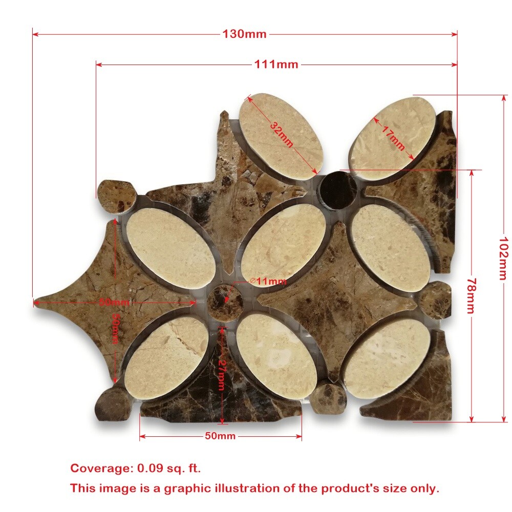 M9C4CXP Crema Marfil Marble Flower Mosaic Border Decorative Accent Tile Polish