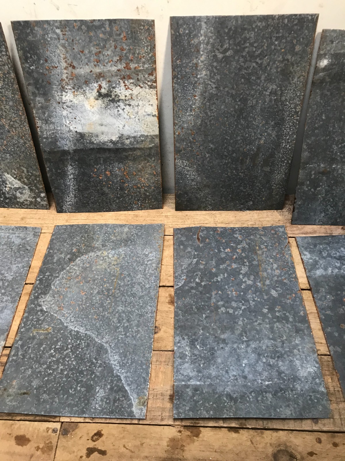 10 Rusty Galvanized Patina Sheet Metal 12″ x 7 1/2 – 8″ Wall Tile Art Garden (D)