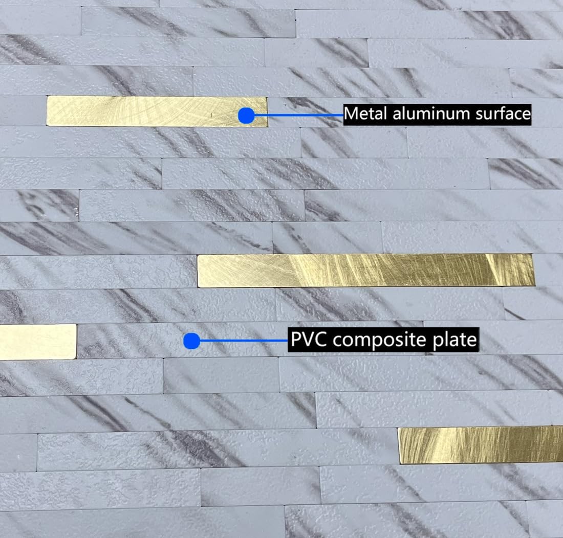 WEIMEISC 10-Sheet Peel and Stick Backsplash Tile, PVC Mixed Metal Stick on Ba…