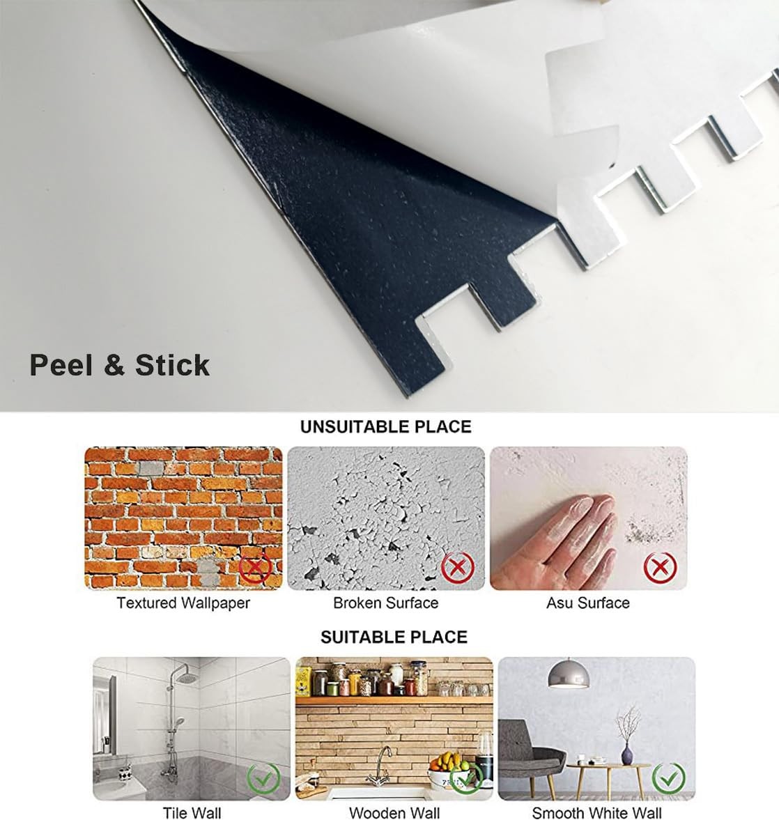 WEIMEISC 10-Sheet Peel and Stick Backsplash Tile, PVC Mixed Metal Stick on Ba…