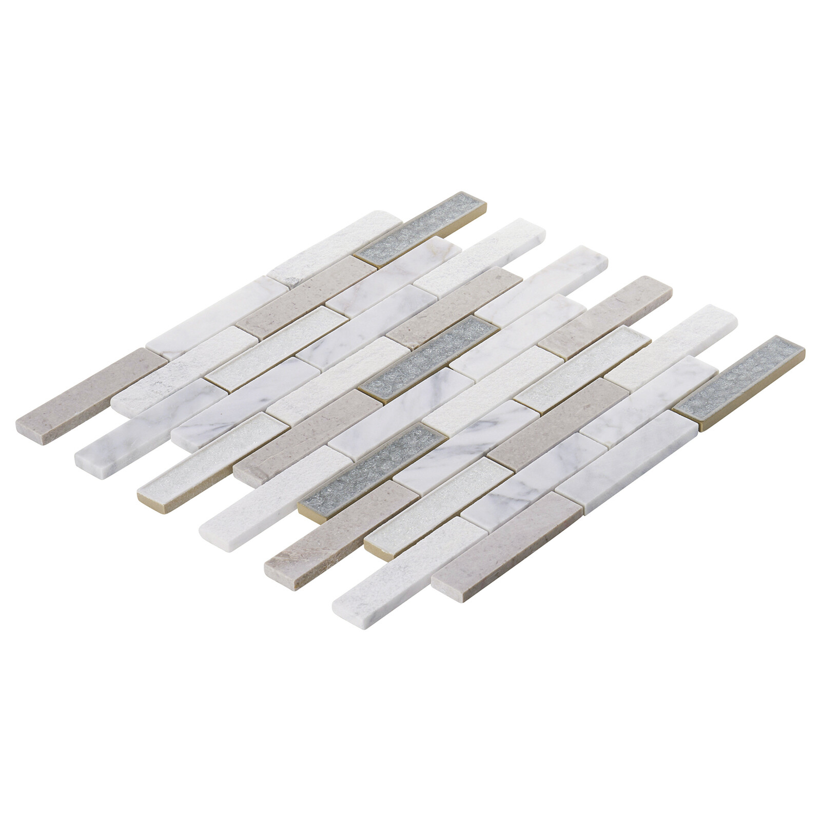 Calacatta White Gray Stone Marble Crackle Glass Mosaic Tile Kitchen Backsplash