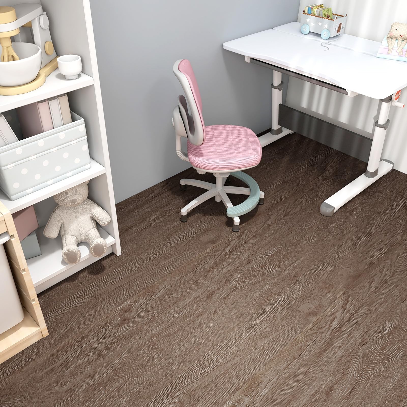 Wood Grain Vinyl Flooring Roll Dark Brown Set of 15.7 x 394 Inches Peel and S…