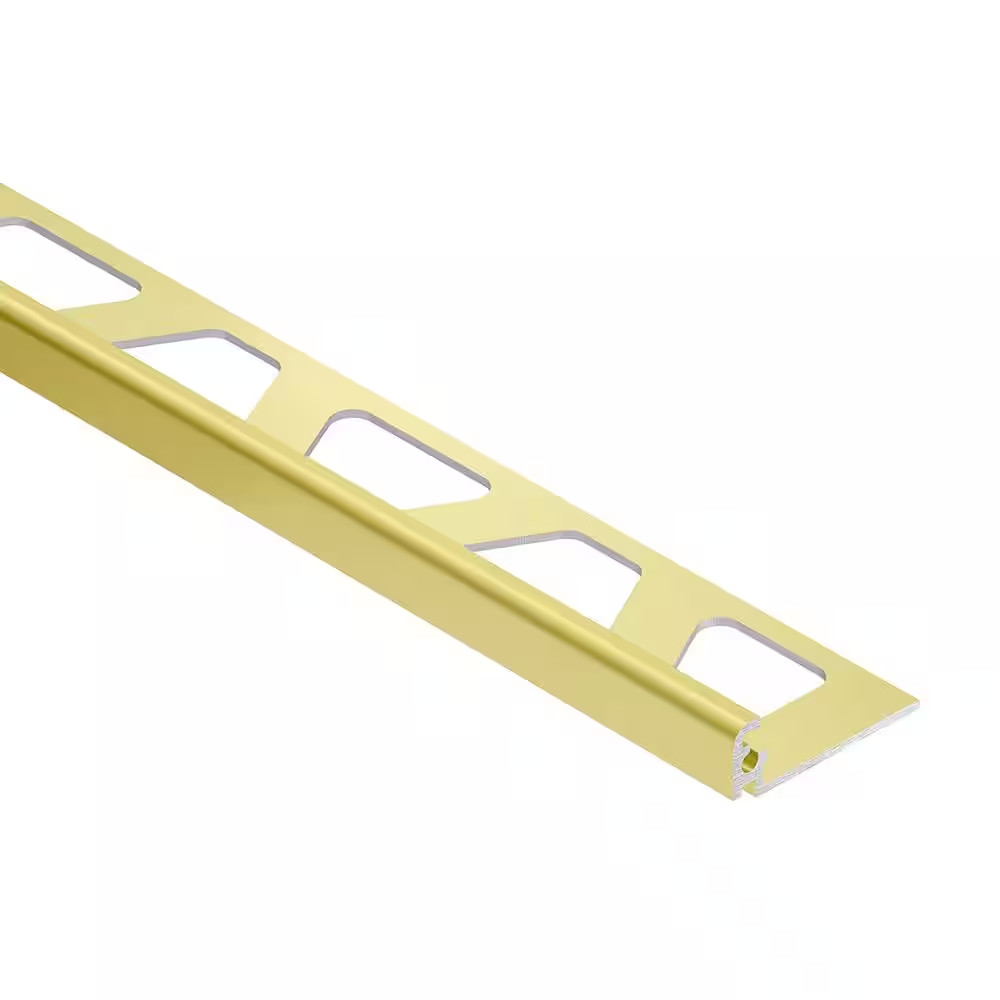 Jolly Satin Brass Anodized Aluminum 0.375 In. X 98.5 In. Metal L-Angle Tile Edge