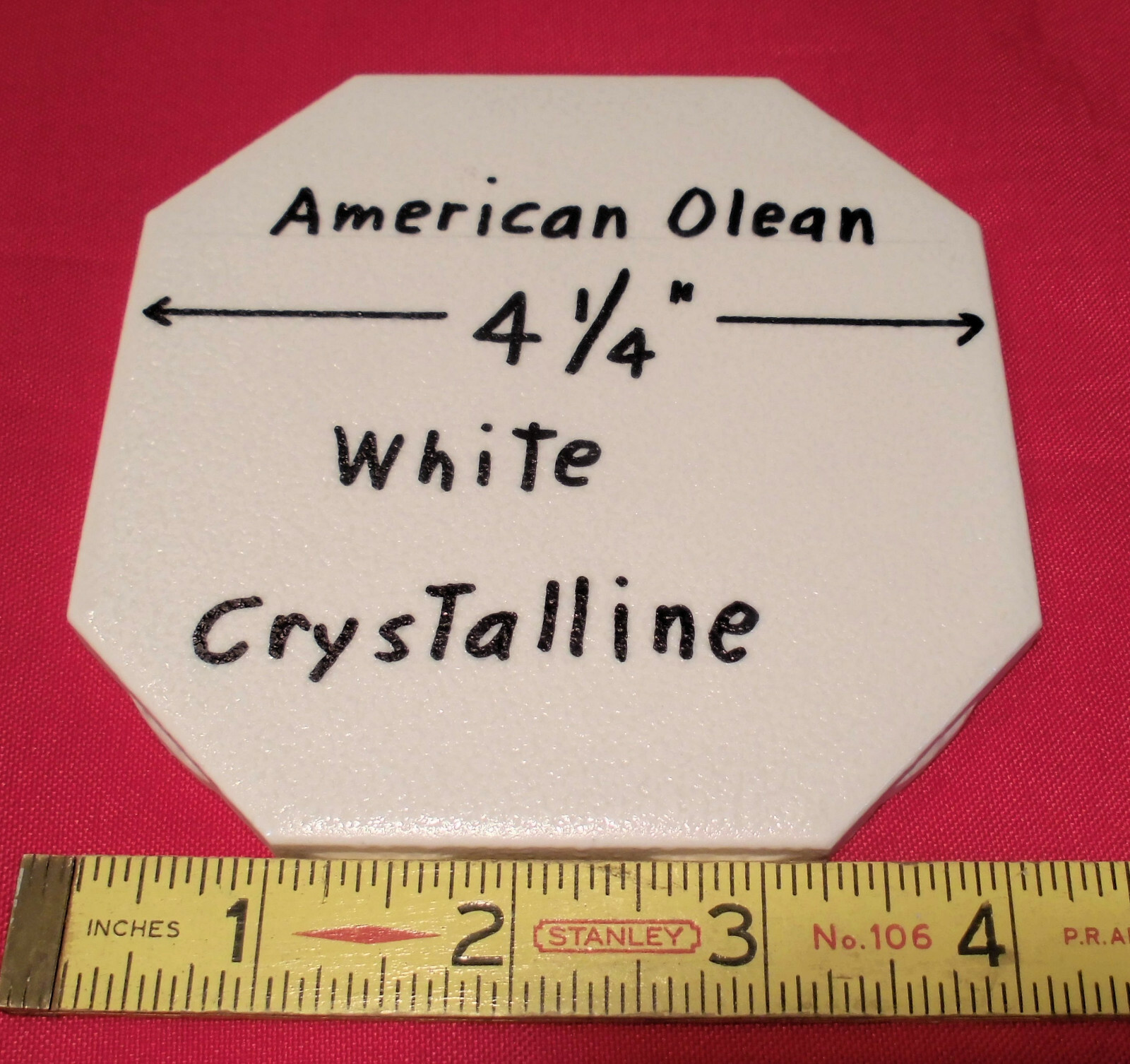 1 pc. Octagon Ceramic Tile 4-1/4″: White Crystalline by American Olean Co. NEW
