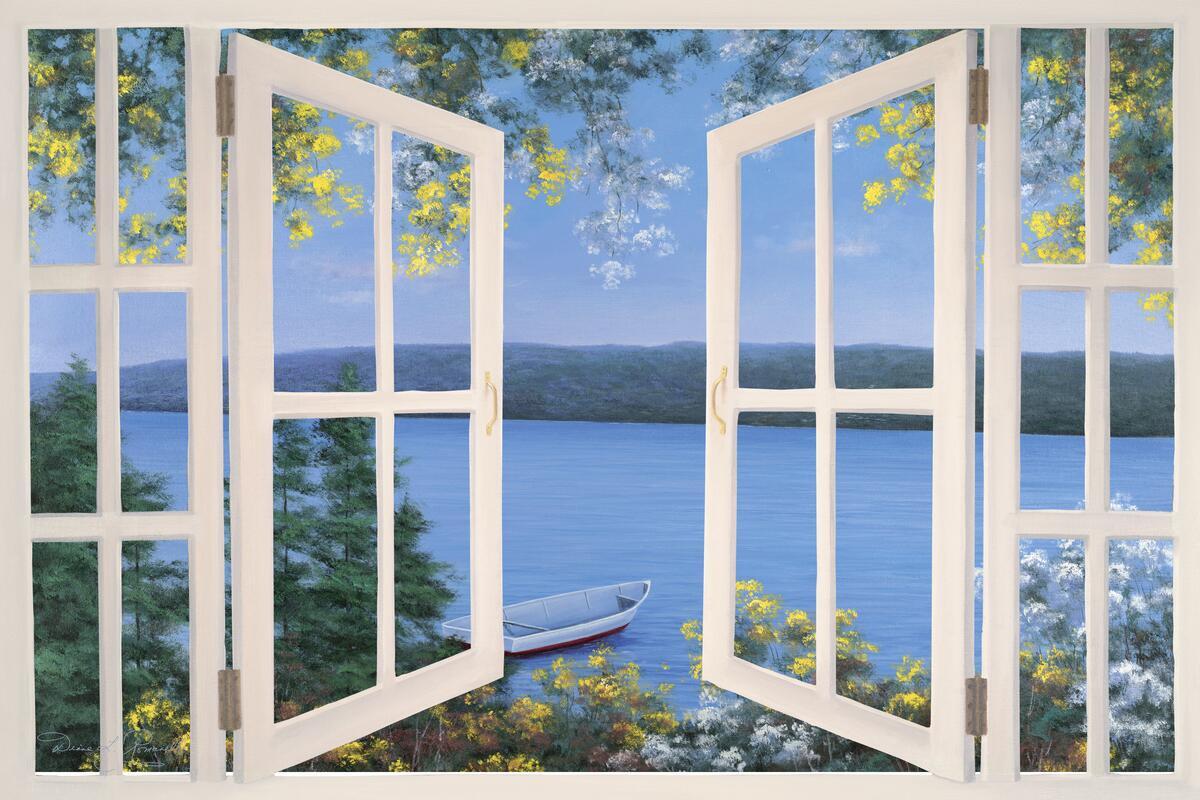 Ceramic Tile Mural Kitchen Backsplash – Island Time With Window – Beach View
