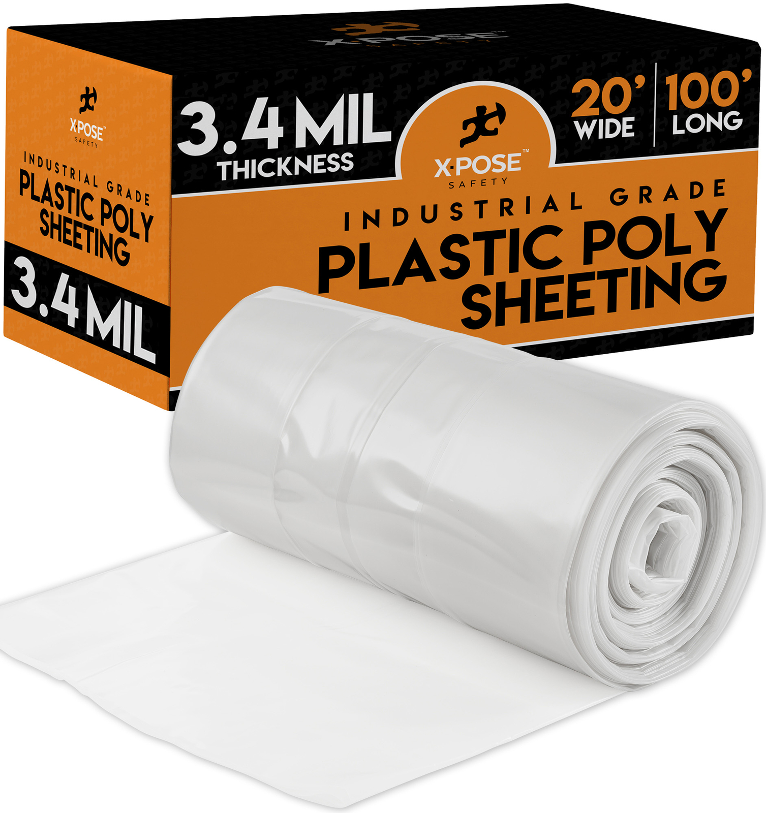Clear Poly Sheeting – 20×100 Feet – Heavy Duty, 3.4 Mil Thick Plastic Tarp