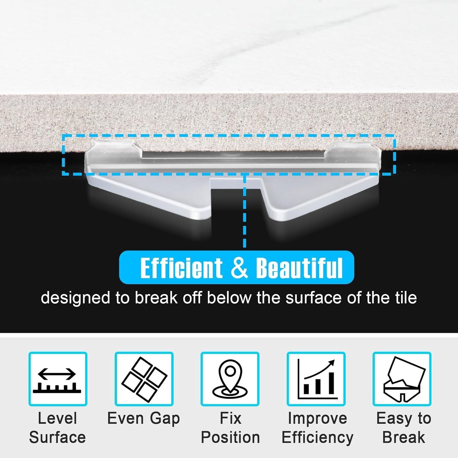 Tile Leveling System Clips 1/16 Inch (1.5mm) 600Pcs Tile Spacers Leveling Clips