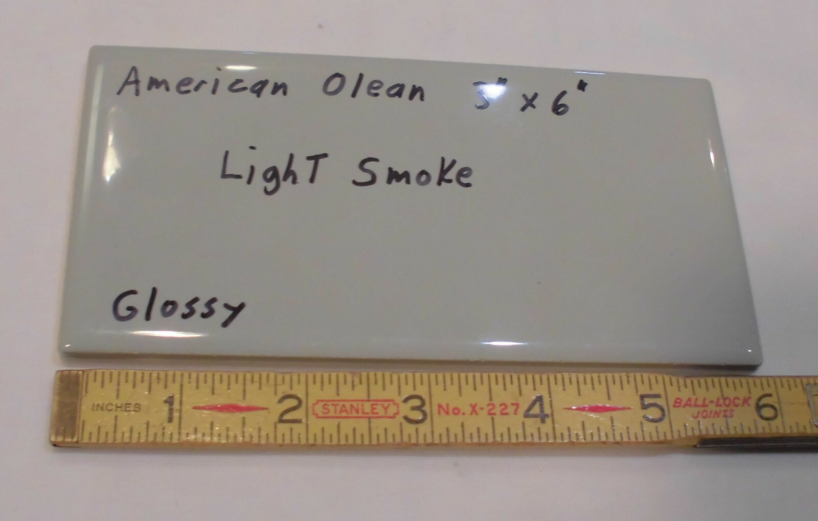 1 pc. Light Smoke Gray: 3″ X 6″ Glossy Ceramic Tile by American Olean Co. NEW
