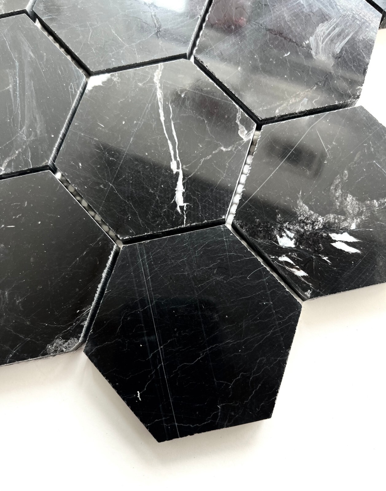 3″ Black Marble Hexagon Mosaic Backsplash and Bathroom Kitchen Wall Floor Tile