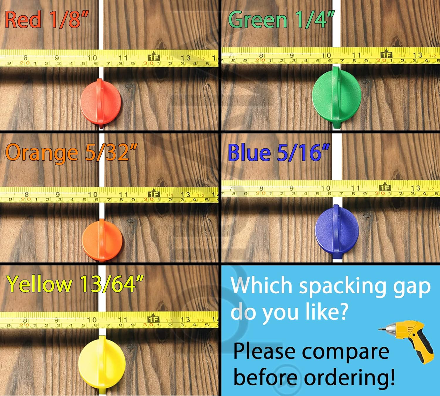 Blue 20 Packs 5/16 Inch Deck Spacer with Bright Color Easily Spotting, Easy Pull