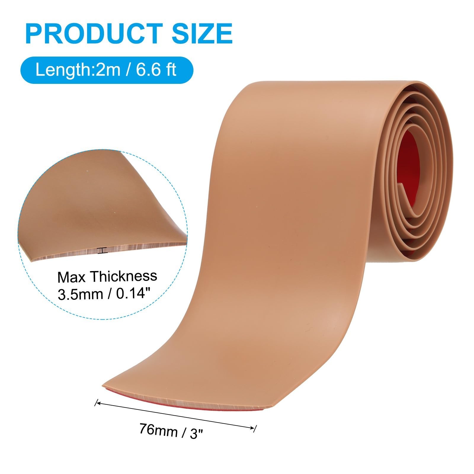 PATIKIL Self Adhesive Floor Transition Strip 3 in x 6.6 Ft Vinyl Brown