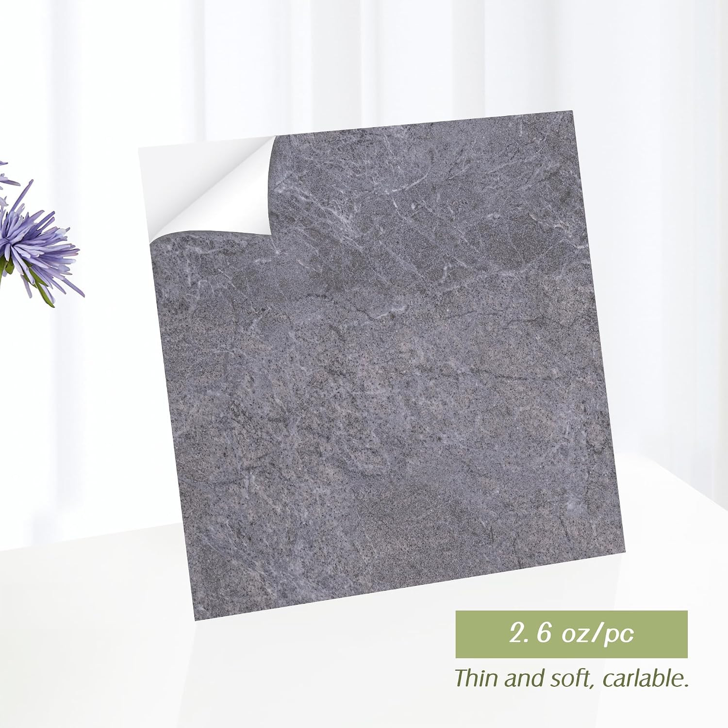 20Sq.Ft Grey Marble Peel and Stick Vinyl Floor Tiles,20 Tiles – 12″ X 12″,Waterf