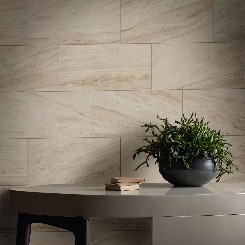 Vigo Beige 12 In. X 24 In. Matte Ceramic Stone Look Floor and Wall Tile (16 Sq.