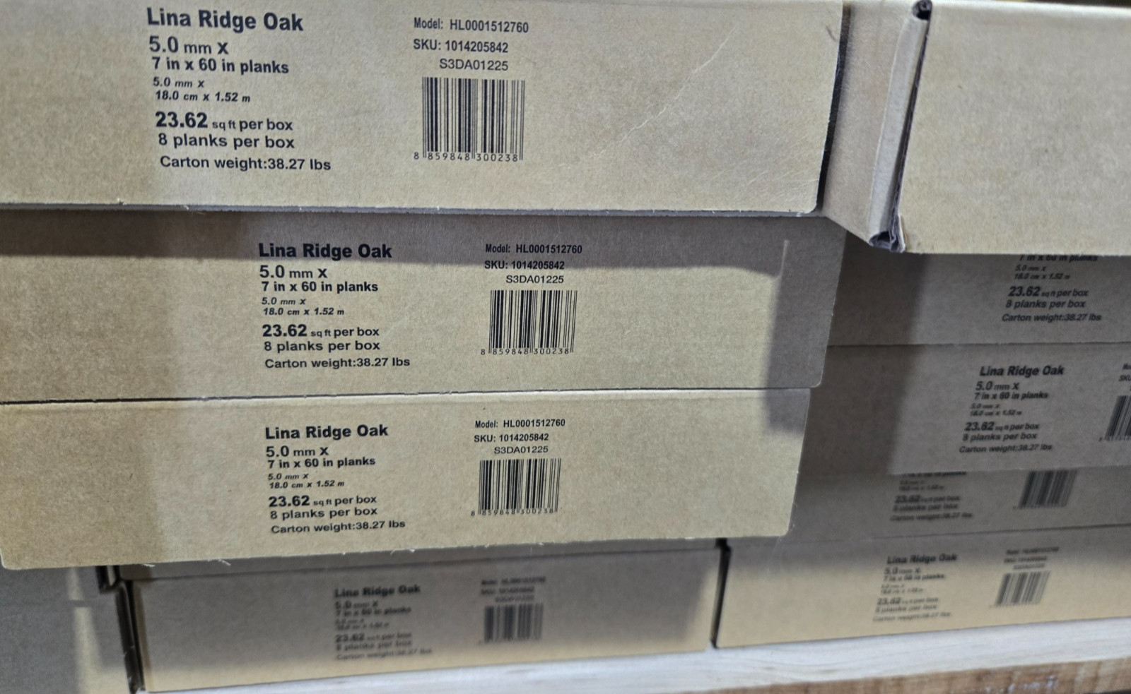 Pallet Sale – Home Decorators Lina Ridge Oak 12 MIL Vinyl Flooring – 25 Cases