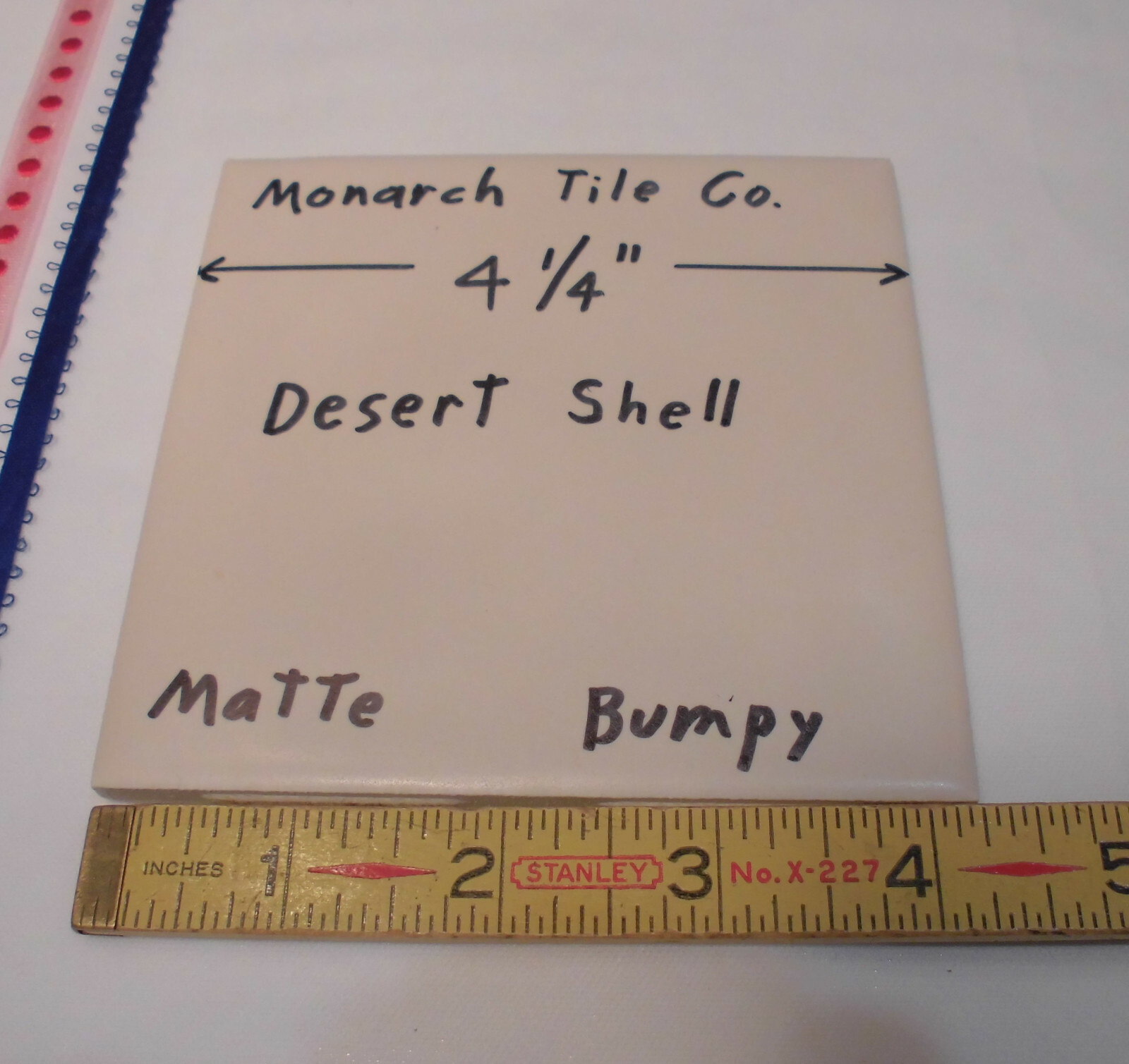 1 pc. Desert Shell- Off White 4-1/4″ Bumpy Matte Ceramic Tile by Monarch Tile Co