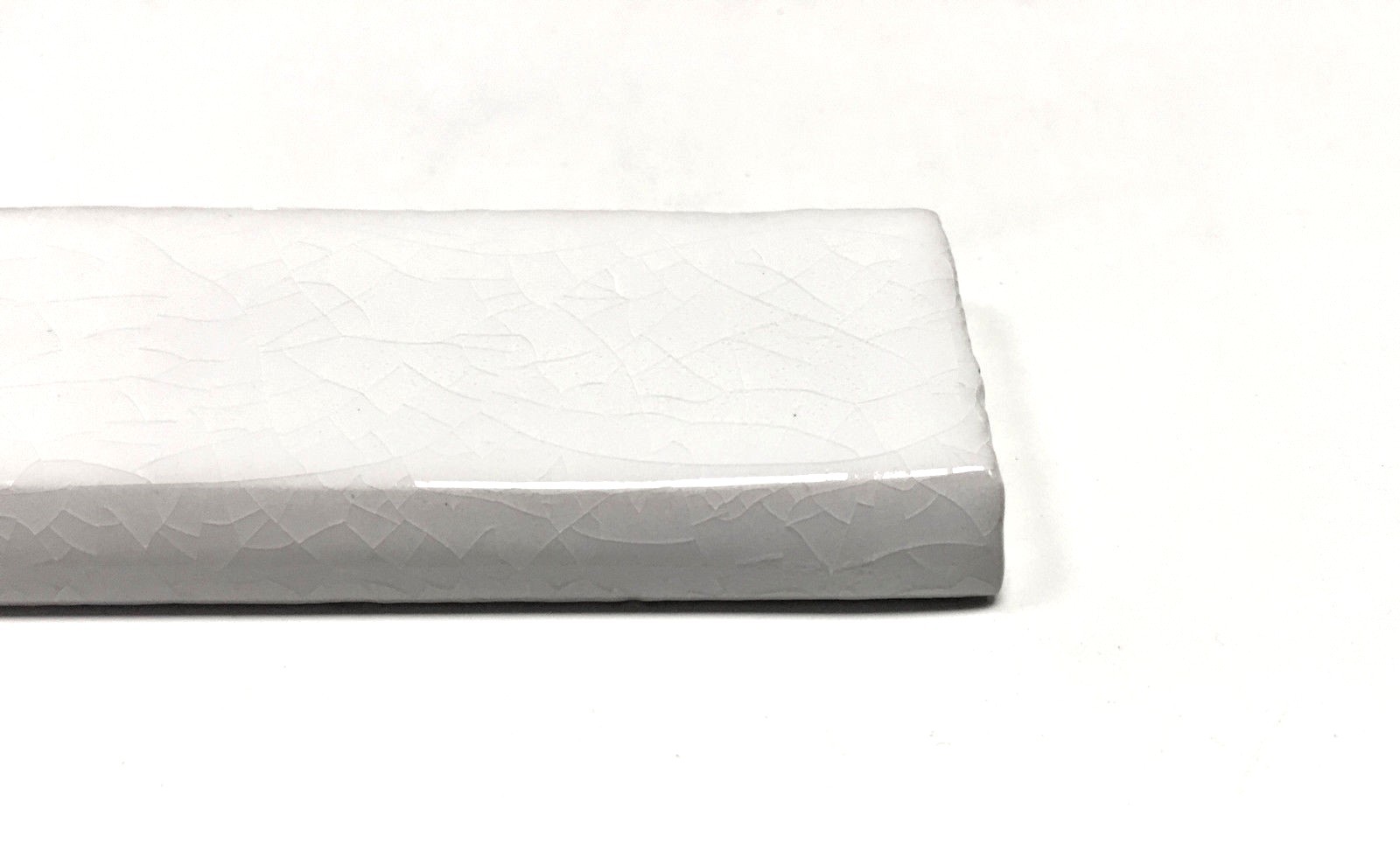 1.5×12 Bullnose White Crackled Ceramic Trim Tile, Wall and Floor Accent Kitchen