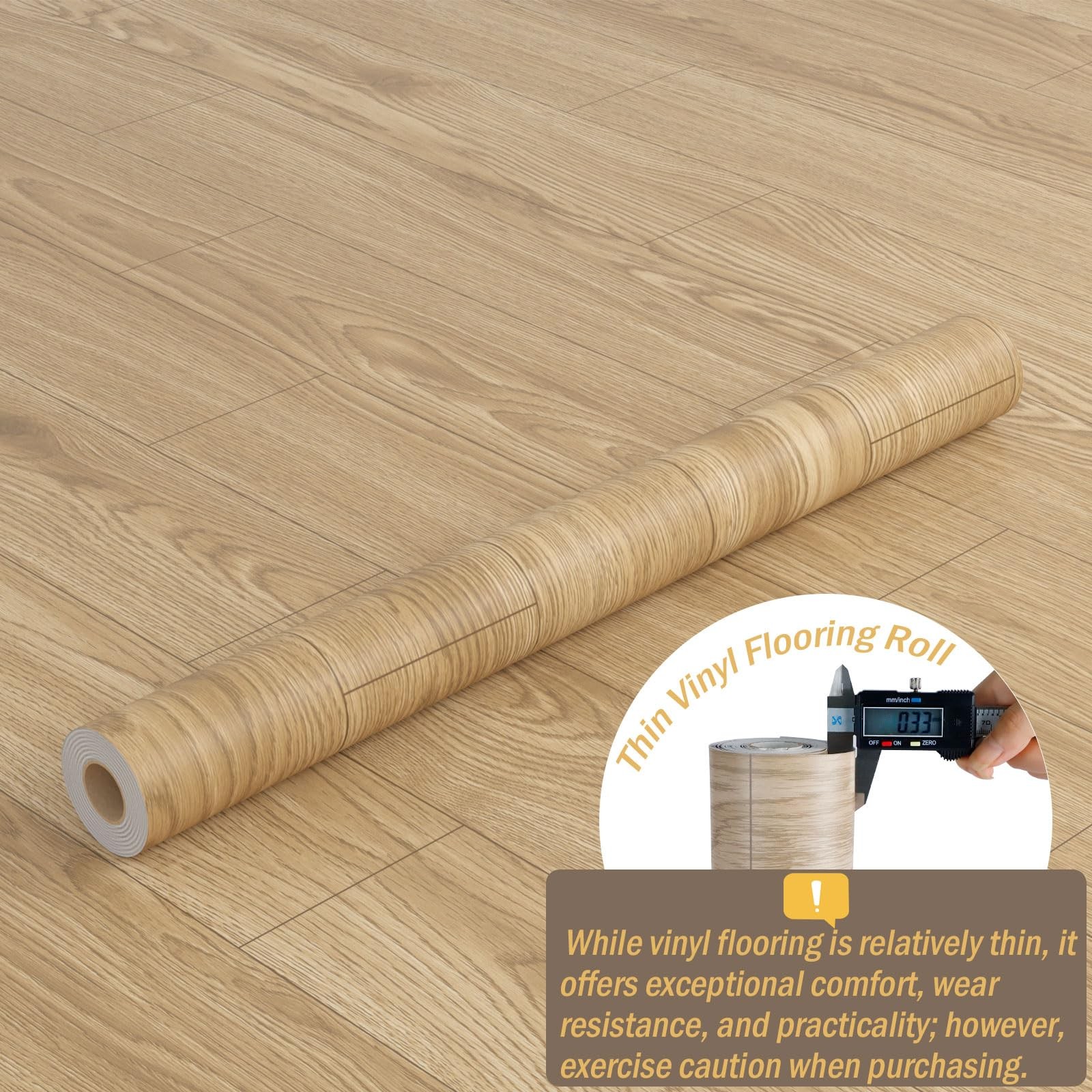 Peel and Stick Vinyl Flooring Roll 24″x 393″/ 64 Sq.Ft, Self Adhesive Vinyl W…