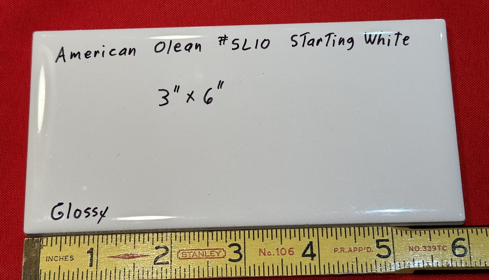 1 pc. Starting Line White: 3″ X 6″ Ceramic Tile by American Olean, #SL10, New
