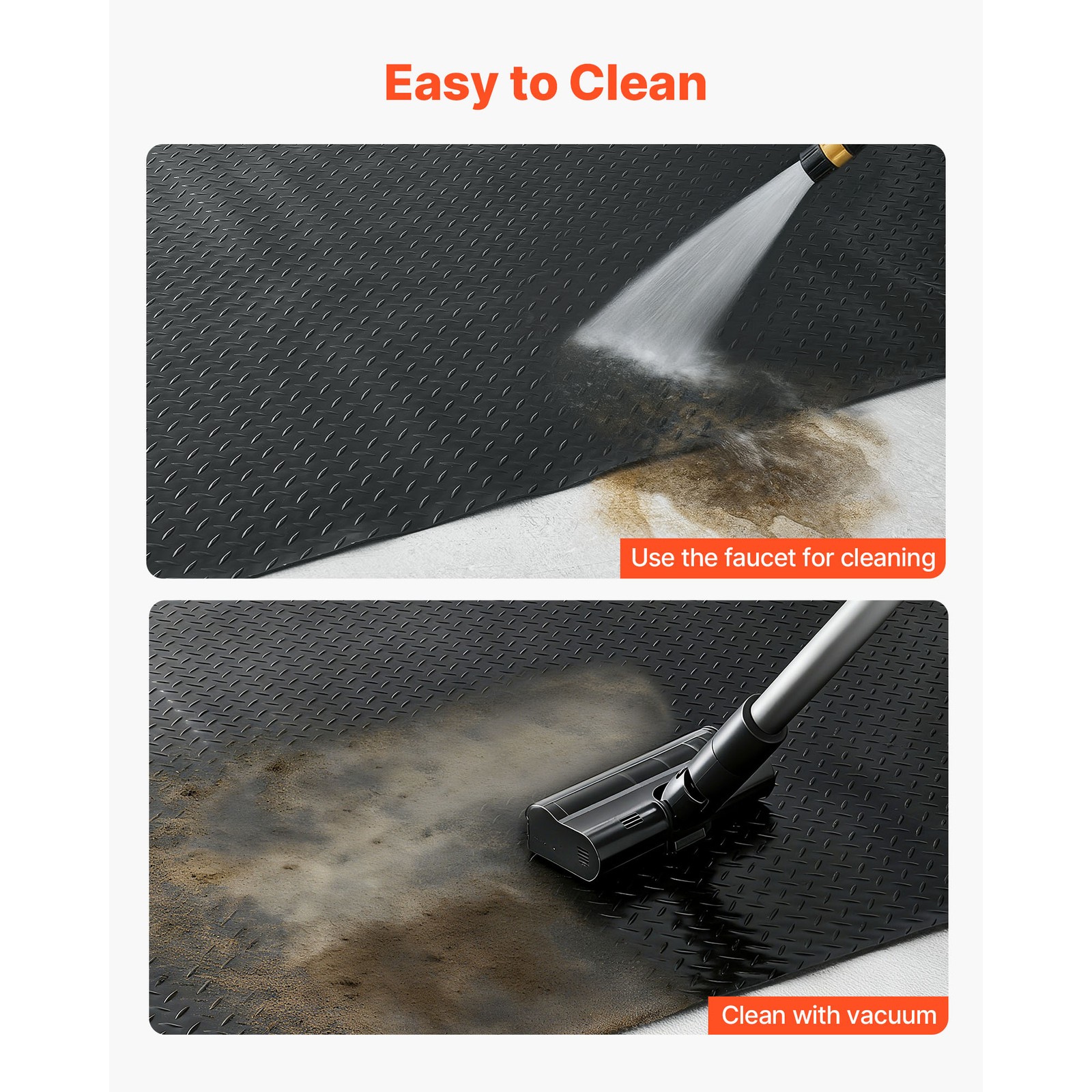 Uimoso Garage Floor Mat 4×10 ft PVC Diamond Pattern Non-Slip and Easy to Clean
