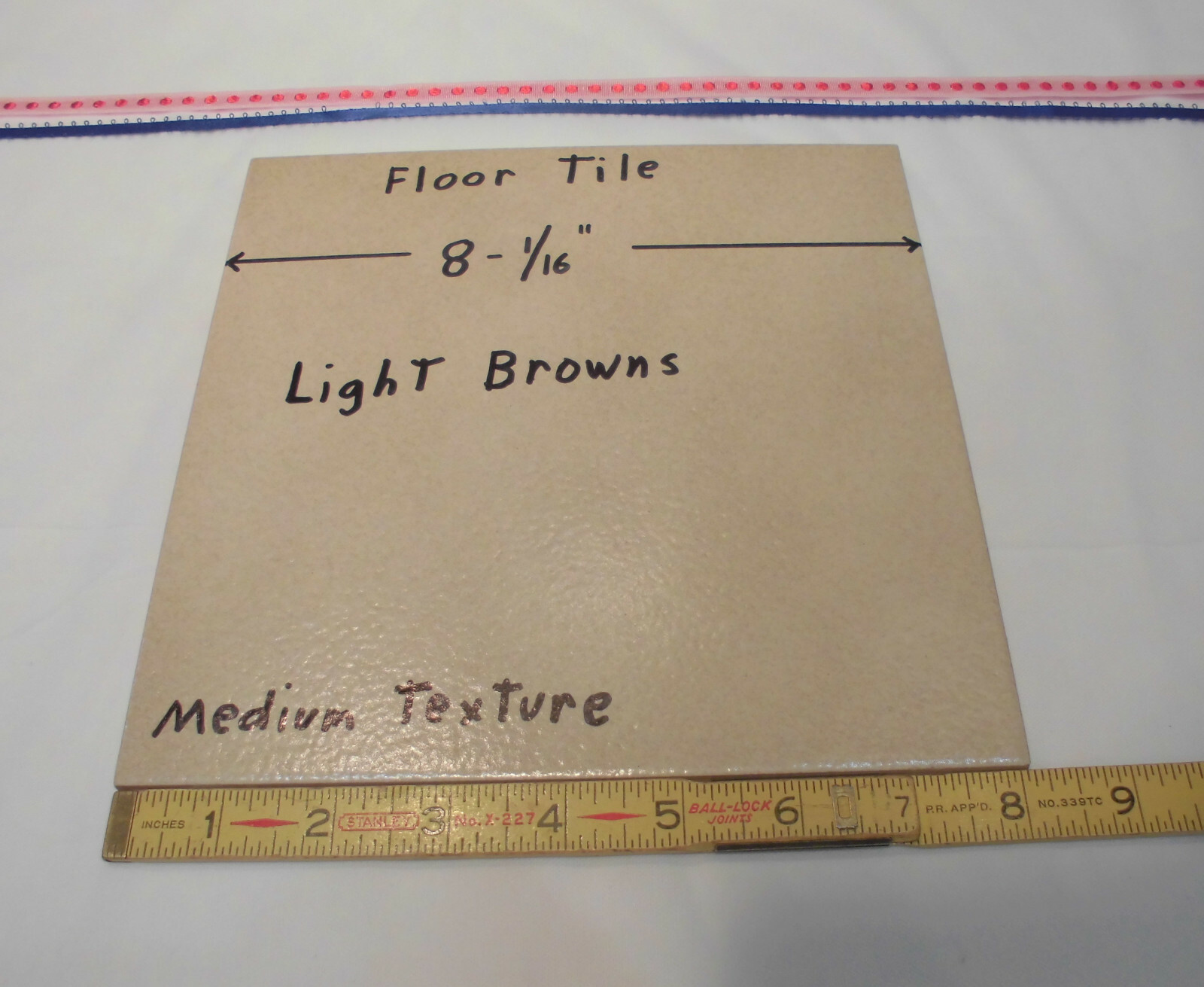 1 pc. Light Browns: Ceramic Floor Tile: 8″ X 8″ medium textured, New Old Stock