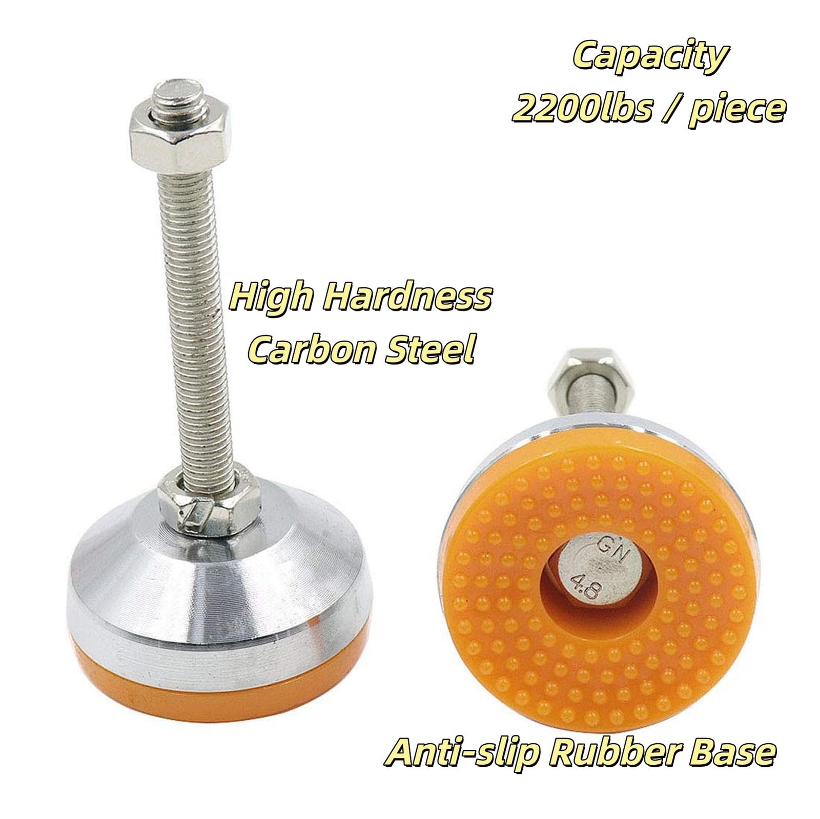 M10x100mm Leveling Feet 2Pcs, Heavy Duty 2200 lb Capacity, 2.32 Inch Anti-Sli…