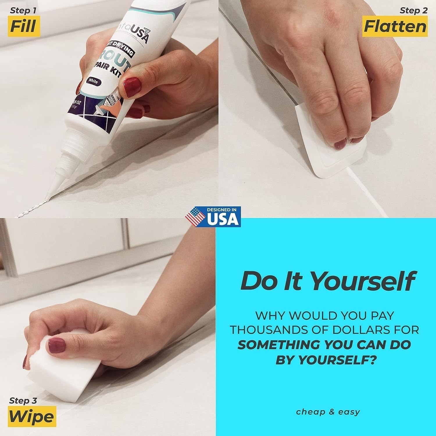 White Tile Grout Repair Kit – Water-Resistant Acrylic Filler