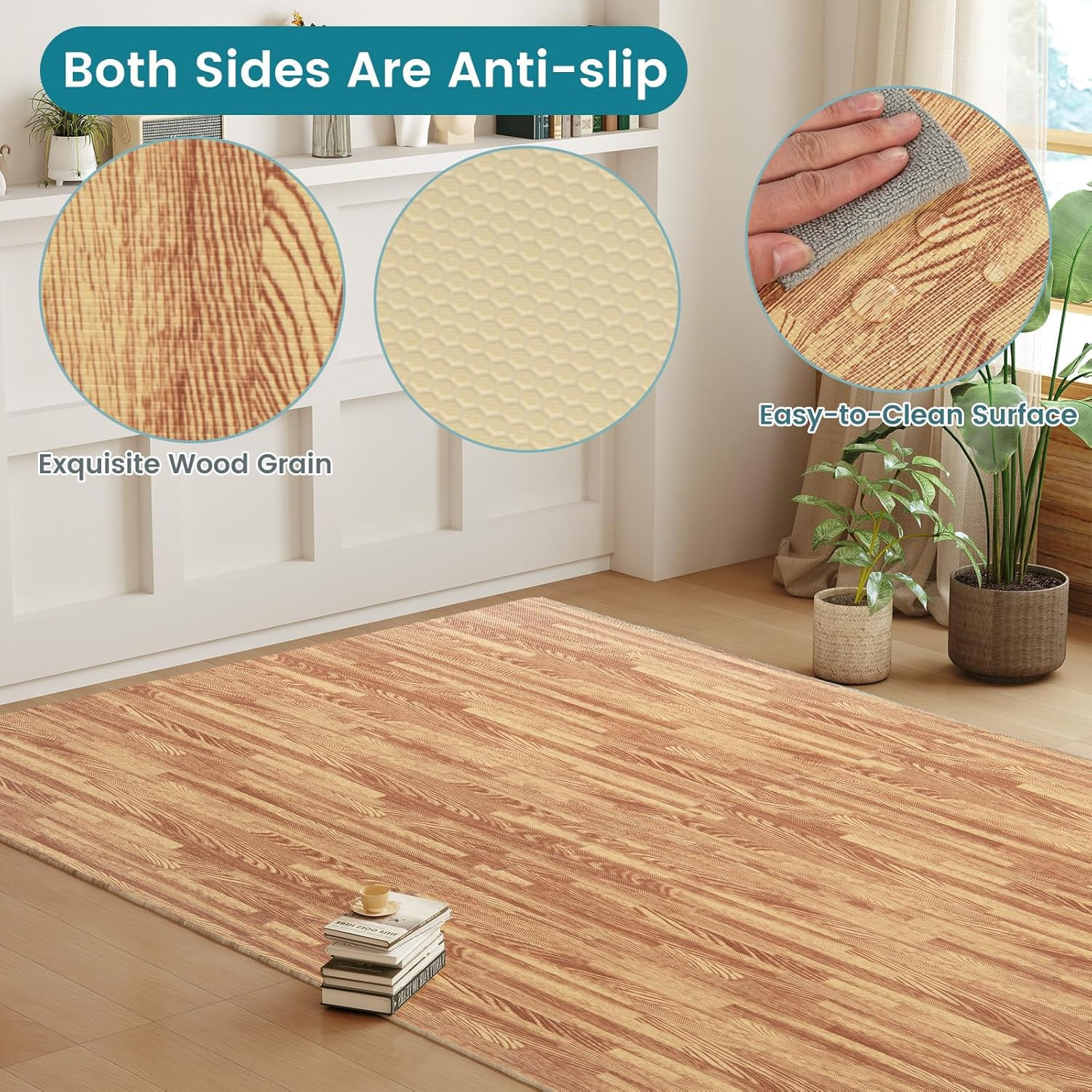 Interlocking Foam Floor Tiles – 100 Sq. Ft. Wood Grain Gym Mat Set