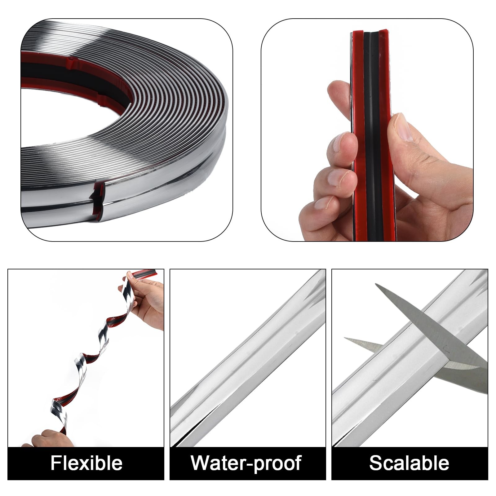 Flexible Inside & Outside Corner Trim Molding 33ft x 0.8in Peel and Stick Mol…