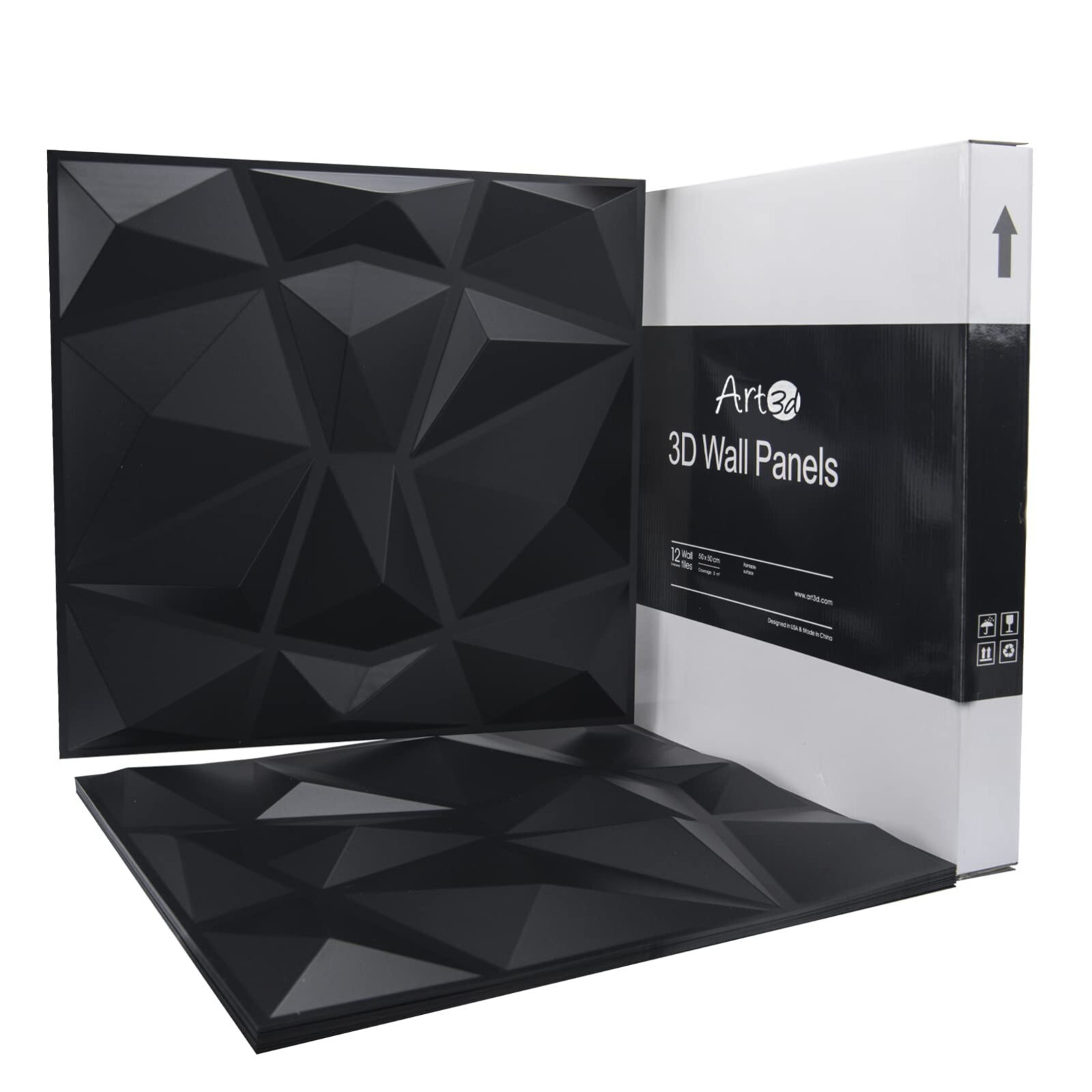Art3d 3D PVC Wall Panels Home Decor TV Background Board, 19.7″ x 19.7″ (12 Pack)