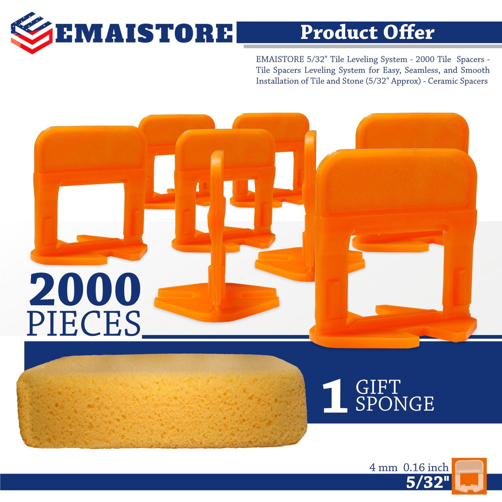 Tile Leveling System (5/32 Inch) – 2000 Tile Spacers – with Most Wedges for S…