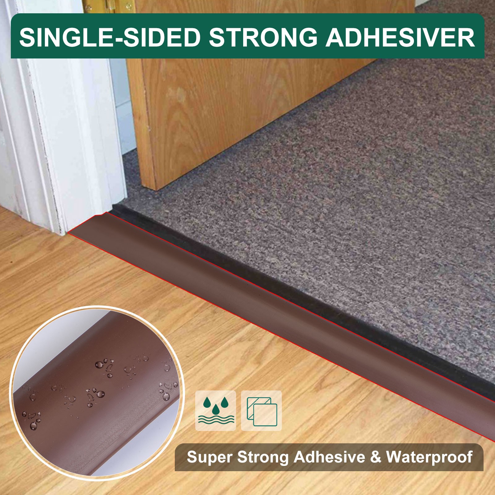 9.84ft PVC Floor Transition Strip Self Adhesive Backing Carpet to Tile Black