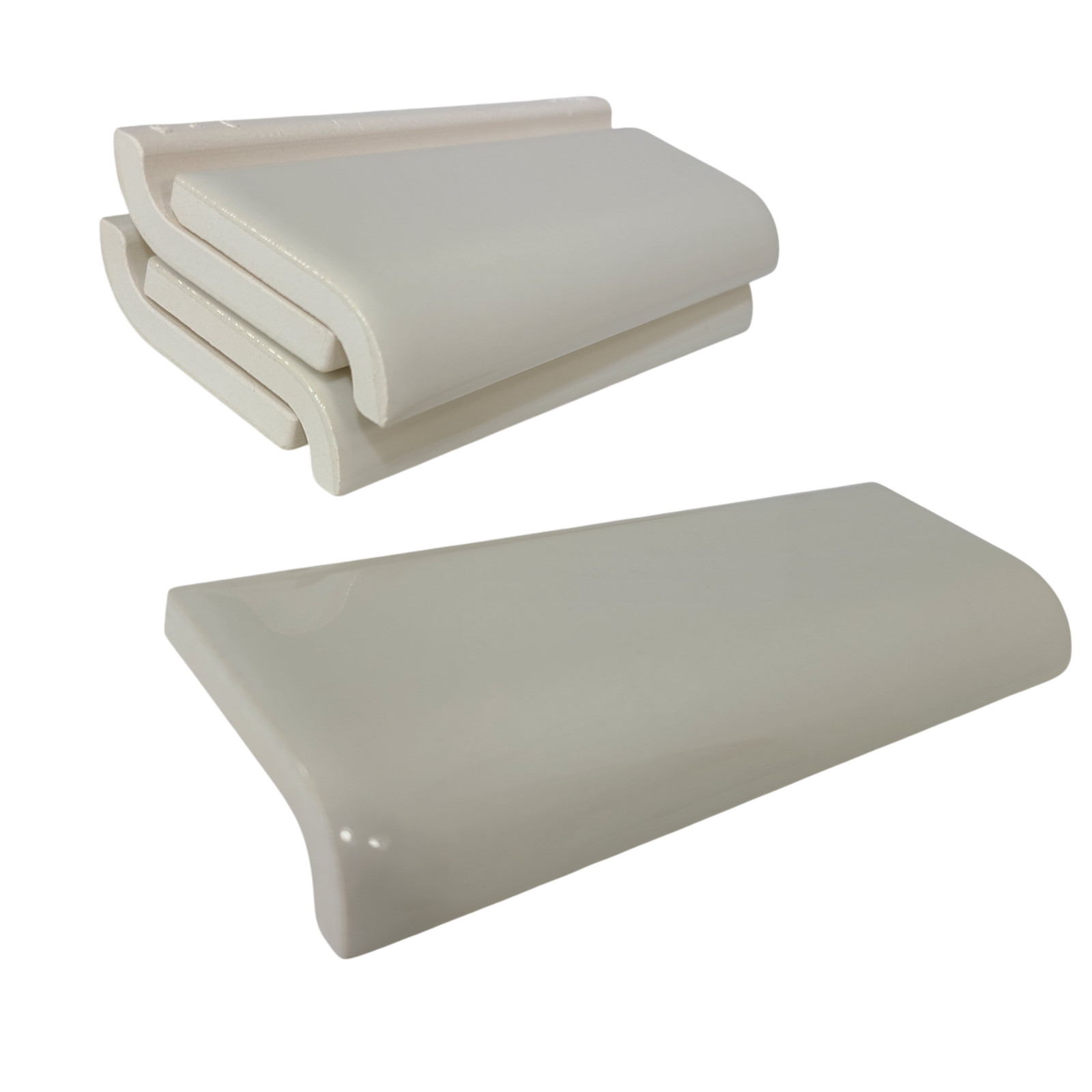 Beige Bone Almond Ceramic Tile Mud Cap 6 x 2 inch Subway Trim Classic Color 006