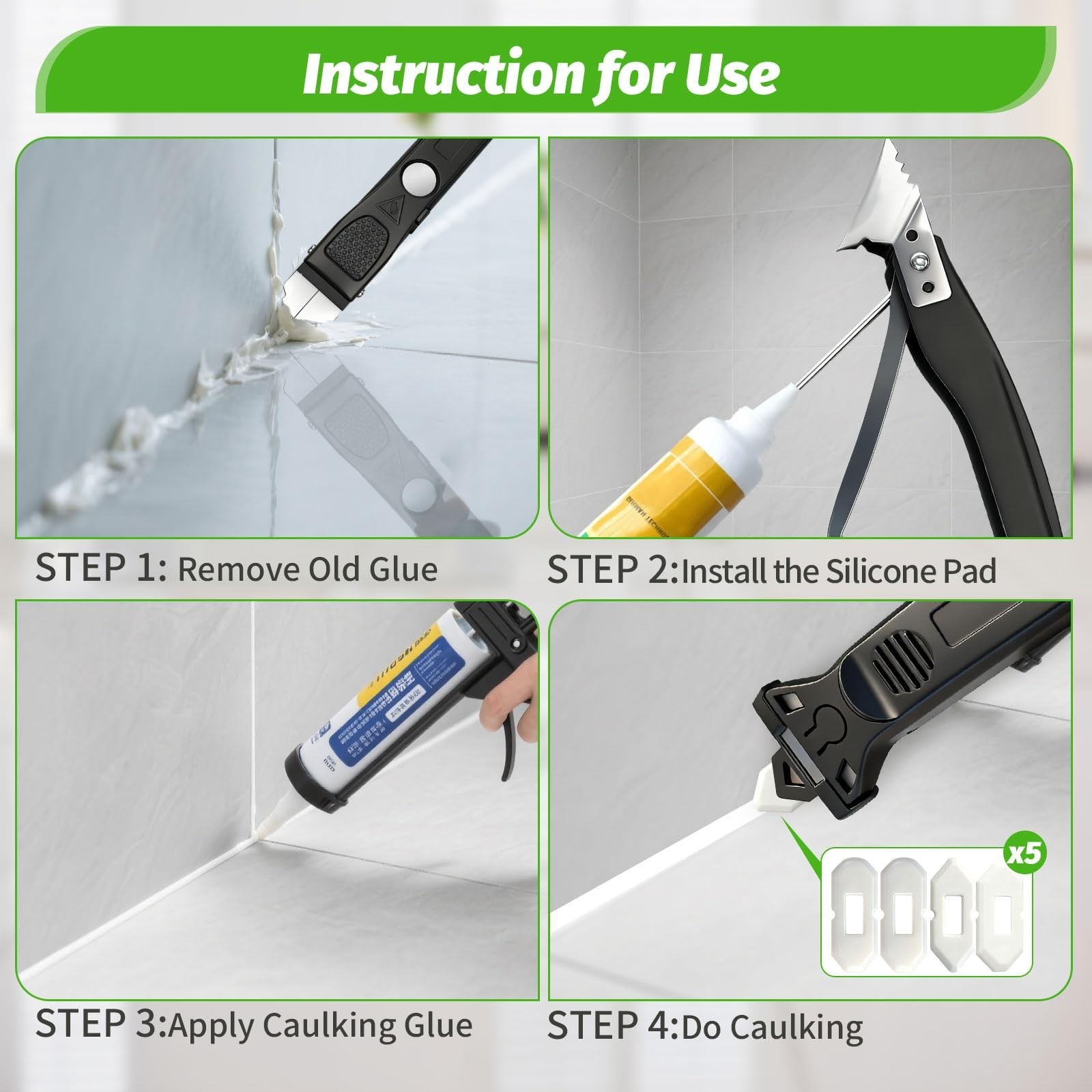 6 in 1 Silicone Caulking Tool Kit Caulking Grout Removal Sealant Finishing To…