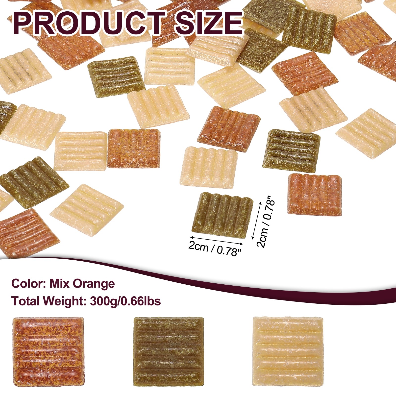 0.66LB Quartz Mosaic Tiles for Crafts Bulk, 3/4″ Square Mosaic, Mix Orange