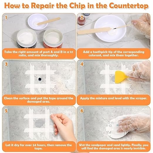 Marble and Granite Repair kit Porcelain Marble Stone and Quartz Countertops R…