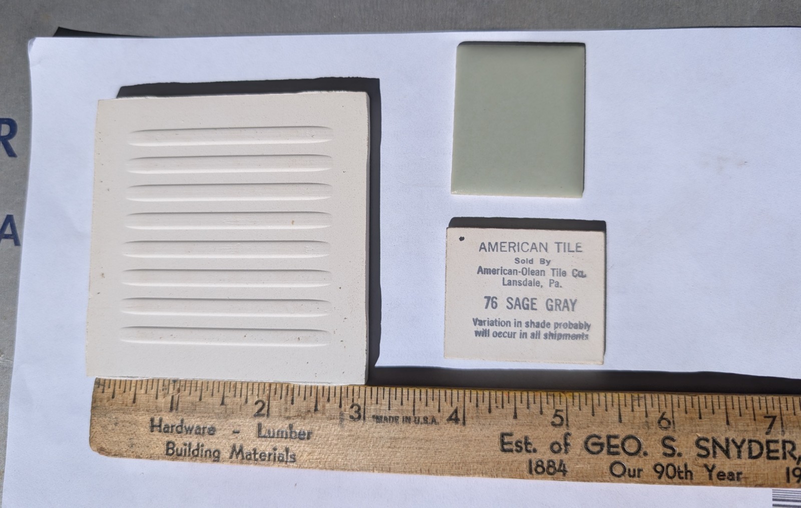 2 pcs of American Olean 3″ Square Ceramic Tile Matte Satin “Sage Gray” number 76