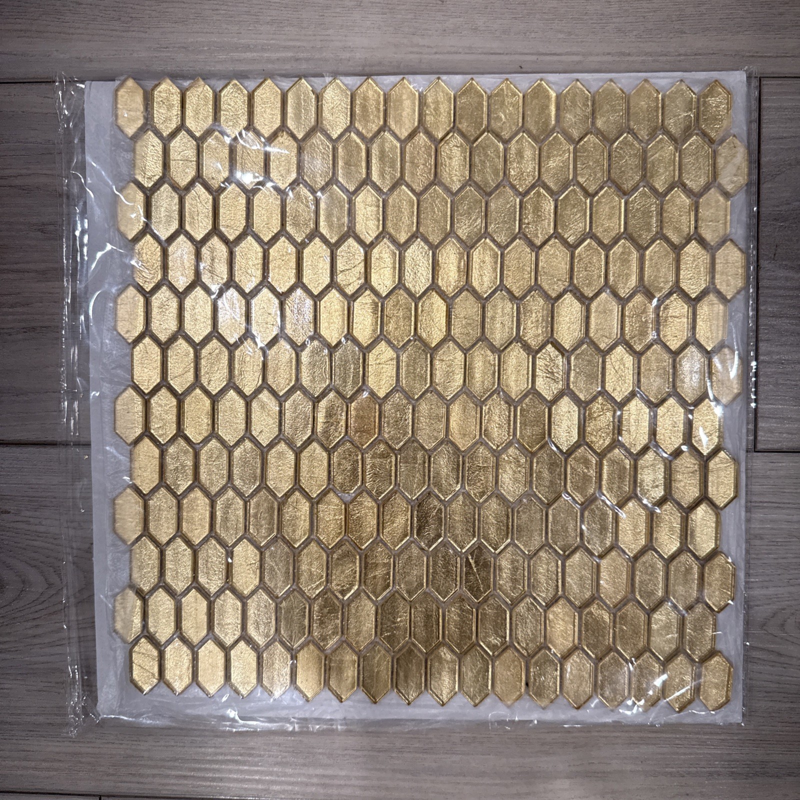 Artmore Tile Flicker Gold Polished Glass Hexagon Mosaic Wall Tile