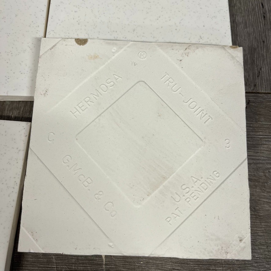 Vtg NOS Ceramic Tile Blue White Specked MCM 4 1/4″ Square Tiles Kitchen Bath NOS