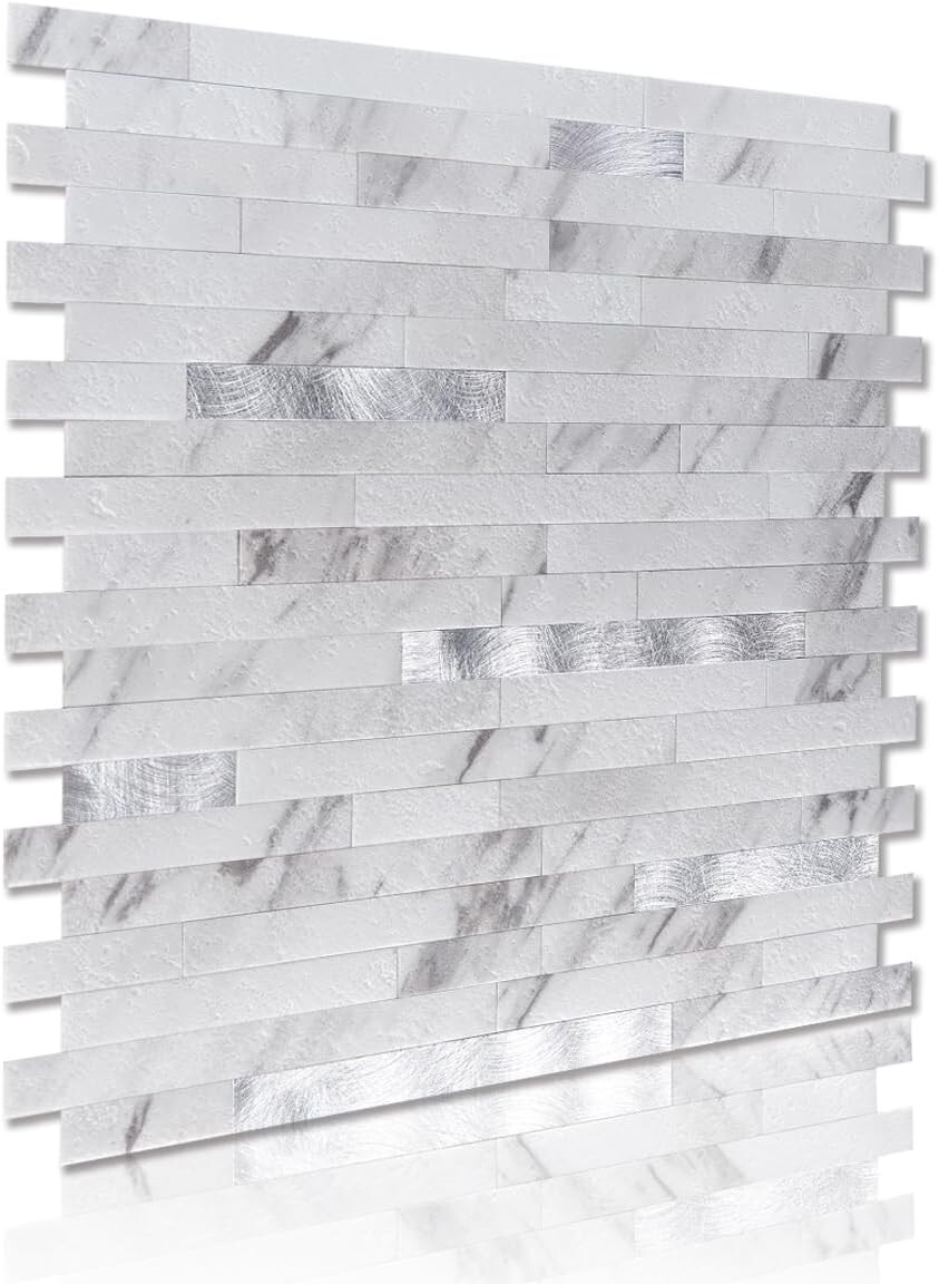 Waterproof Volakas White Stone Backsplash Tile – Durable Peel & Stick Solution