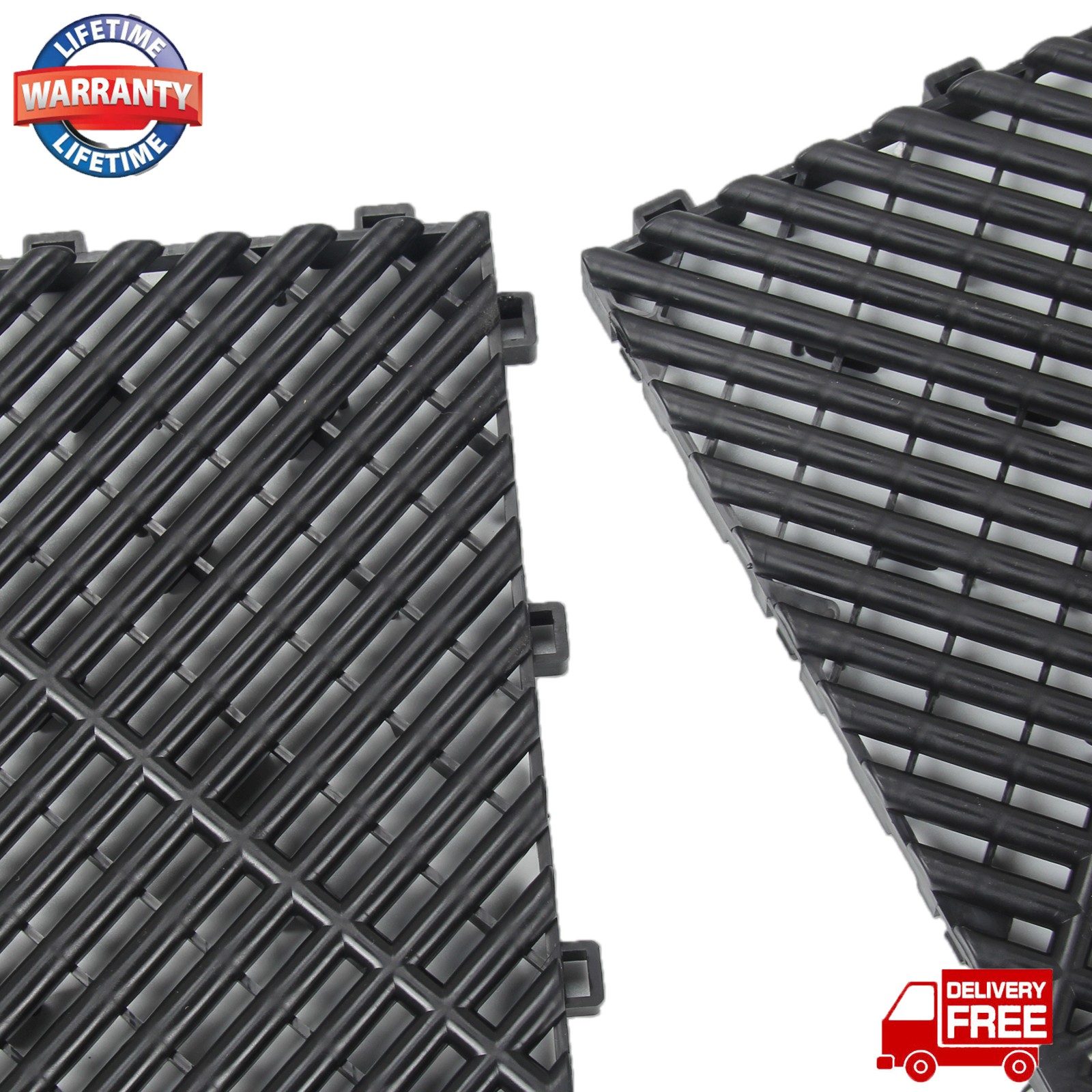 15.75” x 15.75” Interlocking Garage Floor Tiles 50Pcs Vented Water Drainage