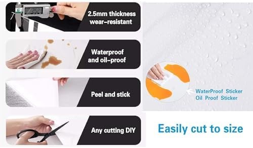 10-Sheet Peel and Stick Backsplash Marble Look 12″X12″ Self Adhesive Wall Til…
