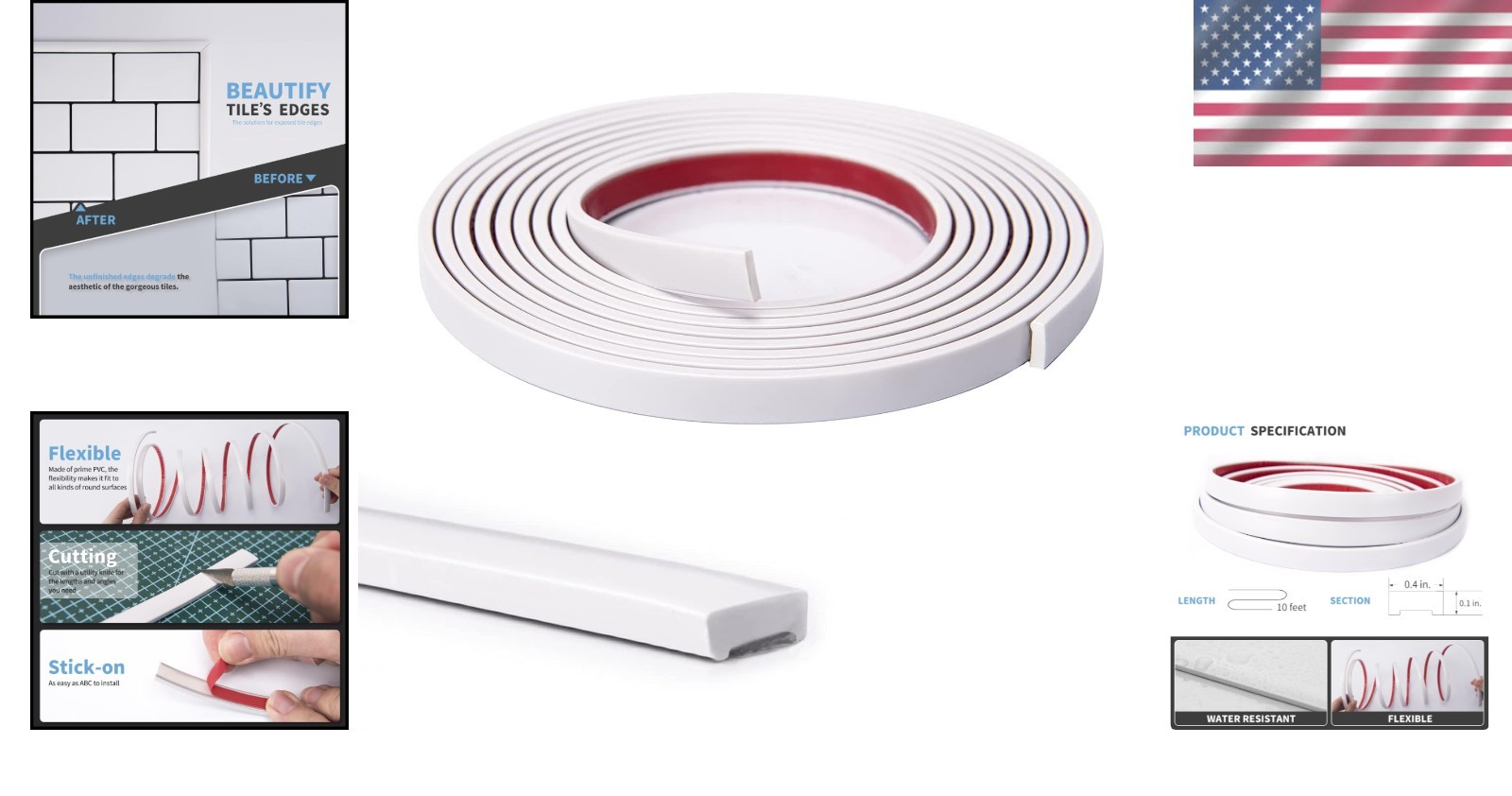 10 Ft Peel and Stick Vinyl Molding Trim in White – Perfect for Backsplashes