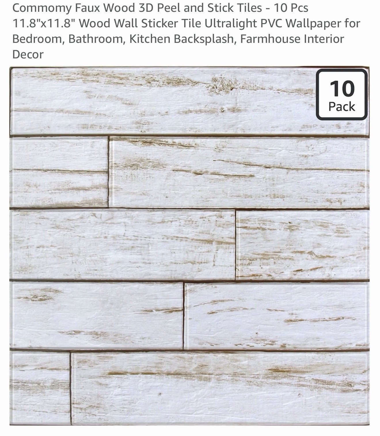 Commomy 10 Pcs 3D Peel and Stick Wood Wall Panels for Walls -11.8″x11.8″