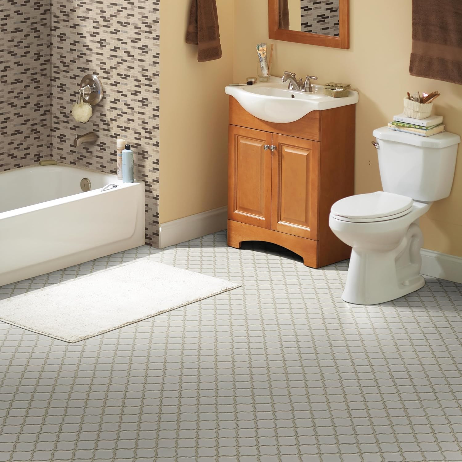 Bianco Glazed Arabesque Ceramic Mosaic Tile for Backsplash & Accent Walls