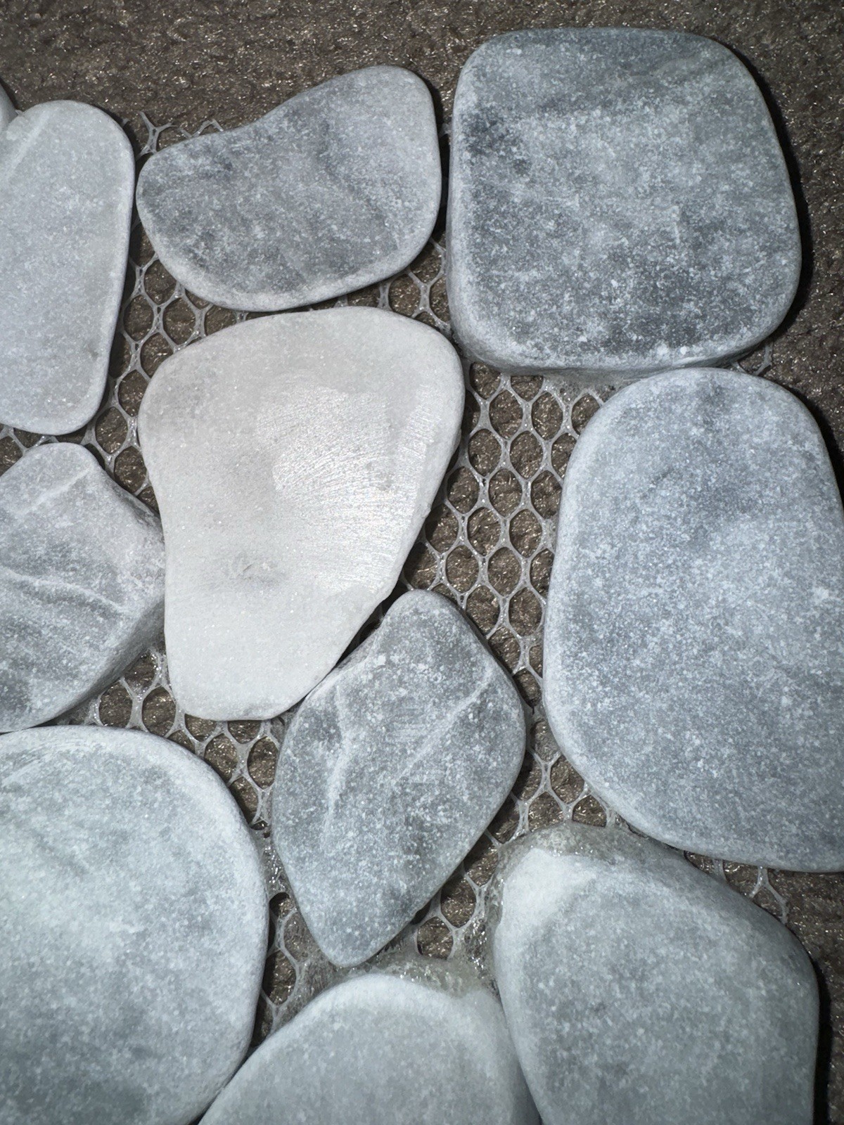 Ice Blue Pebble Honed Marble Mosaic Tile 12×12 Shower Floor Backsplash Mesh