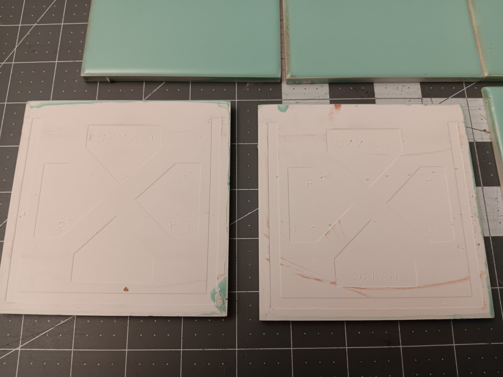 AQUAMARINE 12 pieces DK Vintage Tile Japan New Old Stock 4.25 square BULLNOSE