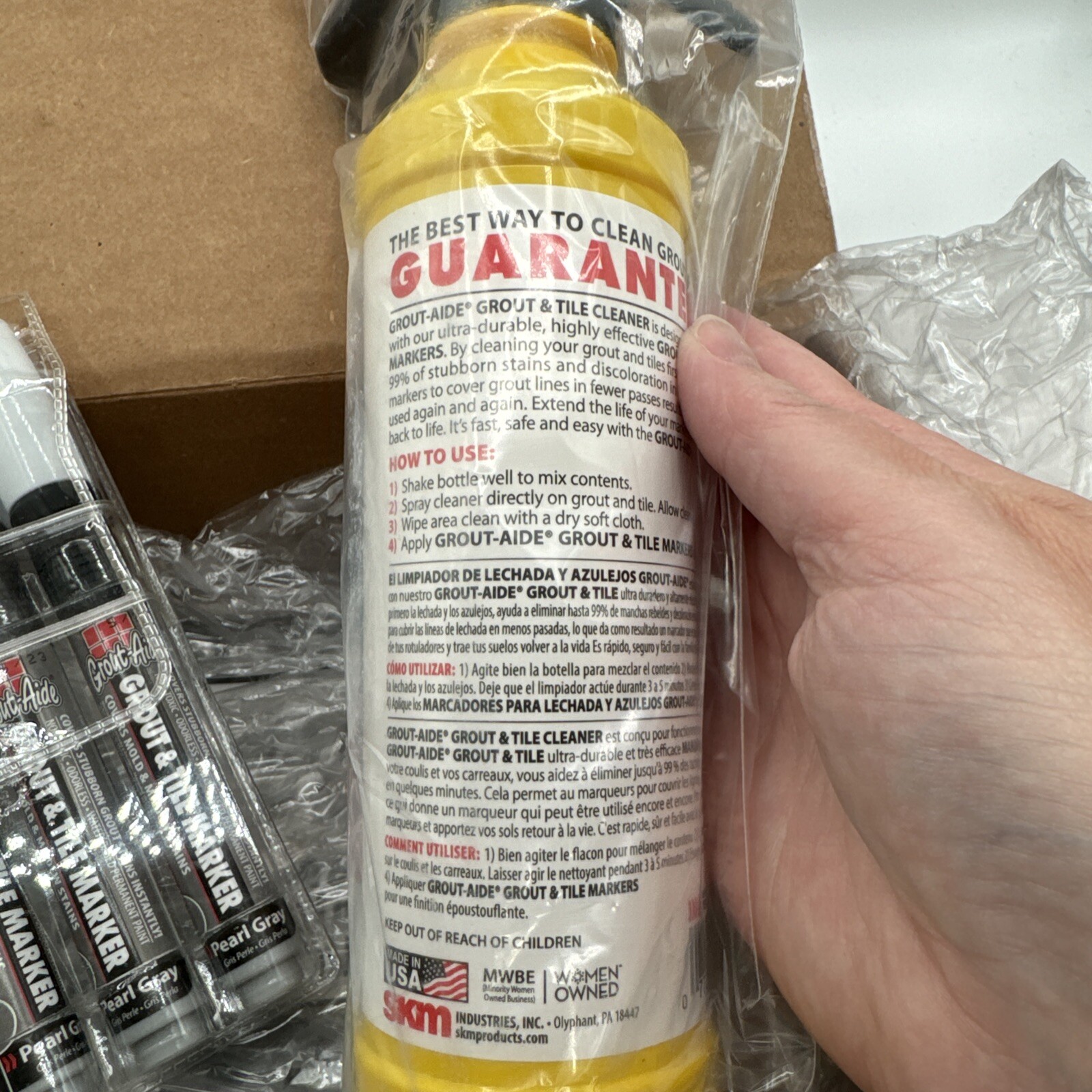 Grout Aide Clean & Refresh Grout Renewal Kit With 3 Markers Pearl Grey New